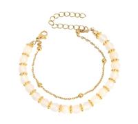 Bracelet double couche en perles de pierre naturelle pour femme et homme Bracelet en cuir noir, taille unique, Plastique, Pas de gemme