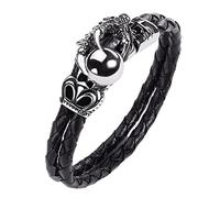 Bracelet dragon punk pour Homme, Bracelet griffe de dragon pour garçon, Bracelet de perles à griffes, Bracelet jonc manchette dragon viking, Bracelet en cuir tressé dragon, Bijoux Griffe de Dragon