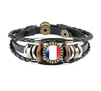 Bracelet Drapeau De La France,Bracelet En Cuir Pu Multicouche Réglable,Bracelet Drapeau De La France Pour Hommes Et Femmes,Bracelet Drapeau D'Armes,Cadeau Patriotique,Bijoux Souvenirs Patriotiqu