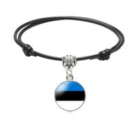 Bracelet Drapeau De L'Estonie - Bracelets Drapeau Du Pays De L'Estonie Pour Hommes Et Femmes,Bracelets En Cuir Avec Dôme En Verre Et Drapeau National Réglable,Symbole Ethnique,Accessoire Punk
