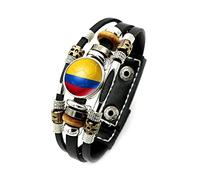 Bracelet Drapeau Du Pays De La Colombie - Bracelet Réglable En Cuir Tressé À Motif De Football, Bracelet Cadeau Patriotique, Accessoires De Bijoux Pour Femmes Et Hommes, Cadea