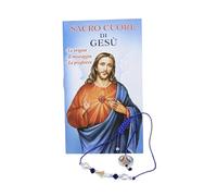 Bracelet du Sacré-Cœur de Jésus, Corde, Coeur en Verre, Croix en Nacre, Livret Prières, Medium, Verre et corde, Generico