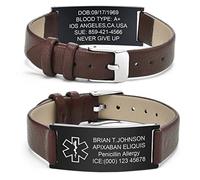 Bracelet d'urgence Bracelet médical Hommes Femmes : Bijoux d'urgence personnalisés Gravure Nom de glace Identification Allergies Diabète Épilepsie Bracelets Alarme Médicale Bracelet pour Hommes Femmes