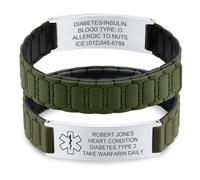 Bracelet d'urgence personnalisé pour homme et femme - Bracelet de sport SOS ID en silicone étanche avec gravure nom, numéro de téléphone, diabète, épilepsie, allergie, alarme médicale, bracelet