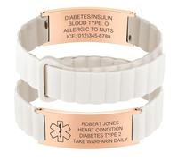 Bracelet d'urgence personnalisé pour homme et femme - Bracelet de sport SOS ID en silicone étanche avec gravure nom, numéro de téléphone, diabète, épilepsie, allergie, alarme médicale, bracelet