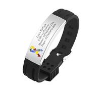 Bracelet d'urgence SOS pour enfants - Bracelet d'identification gravé avec nom et numéro de téléphone, bracelets anti-perte pour autisme, enfants, bracelet médical d'urgence personnalisé pour filles