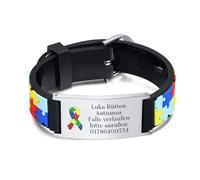 Bracelet d'urgence SOS pour enfants - Bracelet d'identification gravé nom numéro de téléphone, bracelets anti-perte pour autisme enfant, bracelet médical d'urgence personnalisé pour filles et