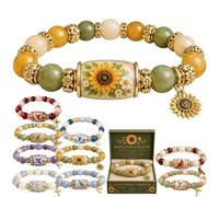 Bracelet élastique 2026 en édition limitée avec boîte cadeau de qualité supérieure - Bracelet élastique avec perles roses multicolores - Pour femme, One size, Acier allié, Pas de pierre précieuse