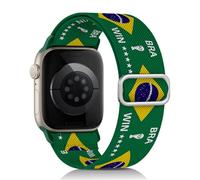 Bracelet élastique compatible avec Apple Watch 38 mm, 40 mm, 41 mm, 42 mm, pour homme et femme, réglable, en nylon - Motif drapeau de football - Série 11 10 9 8 7 6 5 4 3 2 1 SE Ultra 3 2, 49mm/46mm