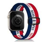 Bracelet élastique compatible avec Apple Watch 38 mm, 40 mm, 41 mm, 42 mm, pour homme et femme, réglable, en nylon - Motif drapeau de football - Série 11 10 9 8 7 6 5 4 3 2 1 SE Ultra 3 2, 49mm/46mm