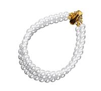 Bracelet élastique confortable avec 3 rangées de perles de 6 mm et pierres étincelantes - Accessoire de perles d'imitation avec accents de diamants, taille unique, Comme décrit