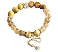 Bracelet élastique en cristal jaune naturel de 10 mm, adapté à la méditation, au yoga, psychothérapie et l'énergie positive(Yellow10mm)