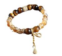 Bracelet élastique en cristal jaune naturel de 10 mm, adapté à la méditation, au yoga, psychothérapie et l'énergie positive(Gold10mm)