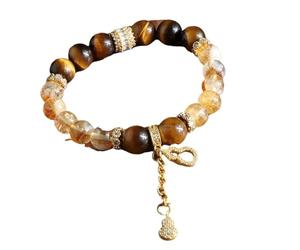 Bracelet élastique en cristal jaune naturel de 10 mm, adapté à la méditation, au yoga, psychothérapie et l'énergie positive(Gold10mm)