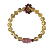 Bracelet élastique en cristal jaune naturel de 8mm, fraise, for stimuler la richesse et guérir, énergie Positive, adapté comme cadeau