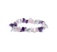 Bracelet Élastique en Éclats de Pierres - Triangle d’Or (Cristal de Roche, Quartz Rose, Améthyste) | Équilibre, Sérénité et Énergie Positive