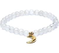 Bracelet élastique en pierre de lune avec pendentif en forme de lune -- 6mm