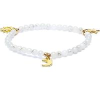 Bracelet élastique en pierre de lune avec pendentifs étoile/lune/soleil -- 4mm