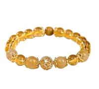 Bracelet élastique en pierres précieuses naturelles faites à la main, 8mm/10mm, cristal jaune de guérison, cadeau d'anniversaire for femmes(8mm Yellow A (17.5cm))