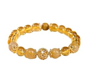 Bracelet élastique en pierres précieuses naturelles faites à la main, 8mm/10mm, cristal jaune de guérison, cadeau d'anniversaire for femmes(8mm Yellow A (17.5cm))
