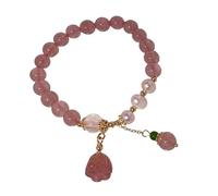 Bracelet élastique en quartz avec perles d'imitation naturelles - Pour femme - Cadeau élégant - Bijou de fête de mariage, taille unique, Comme décrit