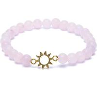 Bracelet élastique en quartz rose avec pendentif soleil -- 6mm