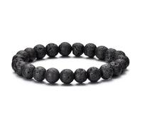Bracelet Elastique Pierre de LAVE Volcanique Naturelle Perle 8mm Lithothérapie Création Artisanale Française LOVEPIERCING