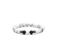 Bracelet Elastique Pierre Naturelle Blanc LAVE Volcanique Noir Perle 8mm Lithothérapie Création Artisanale Française LOVEPIERCING