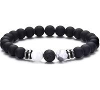 Bracelet Elastique Pierre Naturelle Noir & Blanc Perle 8mm Lithothérapie Création Artisanale Française LOVEPIERCING