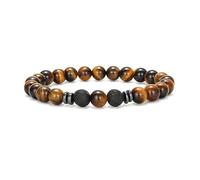 Bracelet Elastique Pierre Naturelle OEIL DE TIGRE Marron Pierre de Lave Volcanique Perle 8mm Lithothérapie Création Artisanale Française LOVEPIERCING
