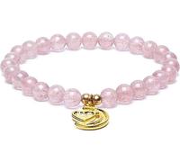 Bracelet élastique quartz fraise avec pendentif coeur/lune -- 6mm