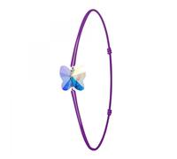 Bracelet élastique - So Charm - Violet foncé - Papillon irisé - Cristaux Swarovski - Ajustable