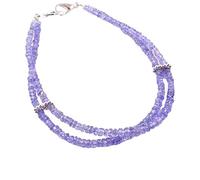 Bracelet élégant en pierres précieuses naturelles AAA Tanzanite | Perles rondelles facettées de 2,5 à 4 mm de longueur de 7 po | Bracelet fini couleur bleue | Bracelet de perles Tanzanite 2 lignes