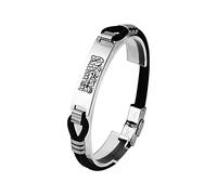 Bracelet élégant en silicone avec plusieurs couches de calligraphie arabe islamique avec citations du dieu musulman Allah pour homme et femme, 21 cm, 8 26 inch, Acier inoxydable Silicone