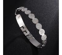 Bracelet élégant et classique en acier inoxydable de Saint Benoît, avec une médaille en relief, une fermeture ouverte réglable et une amulette ronde Jésus, convient pour les hommes et les femmes.