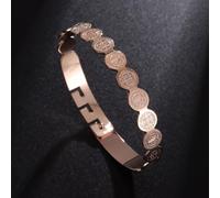 Bracelet élégant et classique en acier inoxydable de Saint Benoît, avec une médaille en relief, une fermeture ouverte réglable et une amulette ronde Jésus, convient pour les hommes et les femmes.