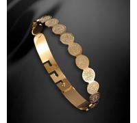 Bracelet élégant et classique en acier inoxydable de Saint Benoît, avec une médaille en relief, une fermeture ouverte réglable et une amulette ronde Jésus, convient pour les hommes et les femmes.