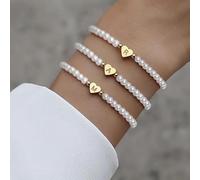 Bracelet élégant et élégant en forme de cœur avec un design unique de lettre dorée (Gold H)