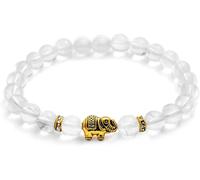 Bracelet éléphant avec de véritables perles de pierres naturelles de 8 mm et des reflets de cristal avec certificat d'authenticité - Avec certificat d'authenticité Feel Goods, Pierre naturelle