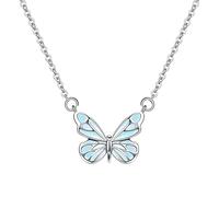 Bracelet en acier - Bijoux papillon réglables, bracelet en acier titane bleu, collier brillant argenté | pendentif papillon phosphorescent | Chaîne clavicule pour les voyages d'affaires à la maison
