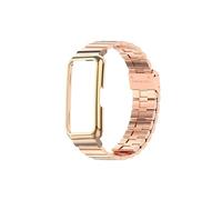 Bracelet en acier inoxydable adapté for Huawei Band 8 7 6 Pro protecteur de boîtier de montre adapté for Honor Band7 6 Bracelet en métal coque de protection(Rose gold,For Honor Band 7)
