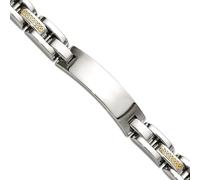 Bracelet en acier inoxydable poli de 11 mm avec maillons d'identification 14 carats 22 cm - Cadeau idéal pour maman, taille unique, Métal Acier inoxydable, Pas de gemme