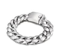 Bracelet en acier inoxydable pour homme, chaîne courbe à maillons cubains Bracelet couple homme, 215x18mm