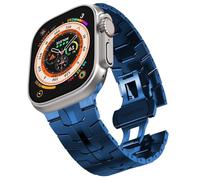 Bracelet en acier inoxydable pour Ultra 2 bandes 49 mm, 45 mm, 44 mm, 42 mm, bracelet en métal avec fermoir déployant pour les séries 9 8 7 6 5 4 3 2 1 Ultra/Ultra 2 hommes, bleu, 42/44/45/49mm