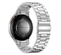 Bracelet en acier inoxydable premium Compatible with Samsung Galaxy Watch FE 7 6 5 4 Band 40 44mm/6 Classic 43 47mm/4 Classic 42 46mm/5 Pro 45mm Band, système one-click sans espace, Argent