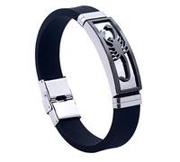 Bracelet en acier titane et gel de silice pour homme - Design simple et personnalisé - Motif scorpion
