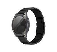 Accezz Bracelet en acier Titane mat - Connexion Garmin 22 mm - Noir