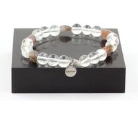 Bracelet en agate du Botswana + perles de quartz de 8 mm
