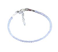 Bracelet en agate du Botswana, perles rondes à facettes de 2 mm, fermoir plaqué argent réglable de 17,8 cm, pour hommes et femmes | LK_STACK_01705
