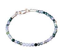 Bracelet en agate du Botswana, perles rondes à facettes de 3 mm, fermoir plaqué argent de 17,8 cm, pour hommes et femmes | LK_STACK_01708